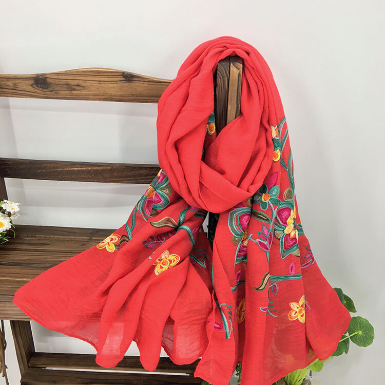 Ethnic Style Embroidered Shawl Scarf