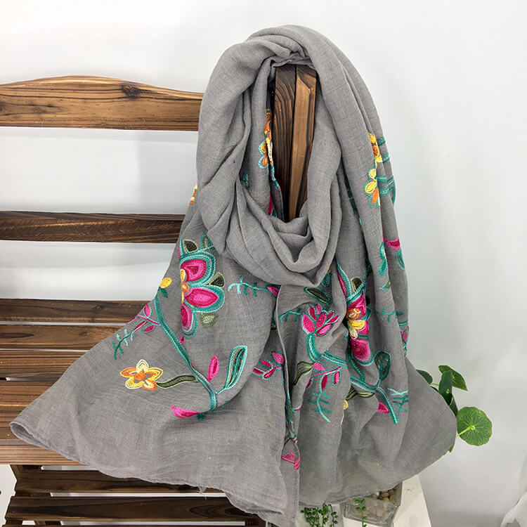 Ethnic Style Embroidered Shawl Scarf