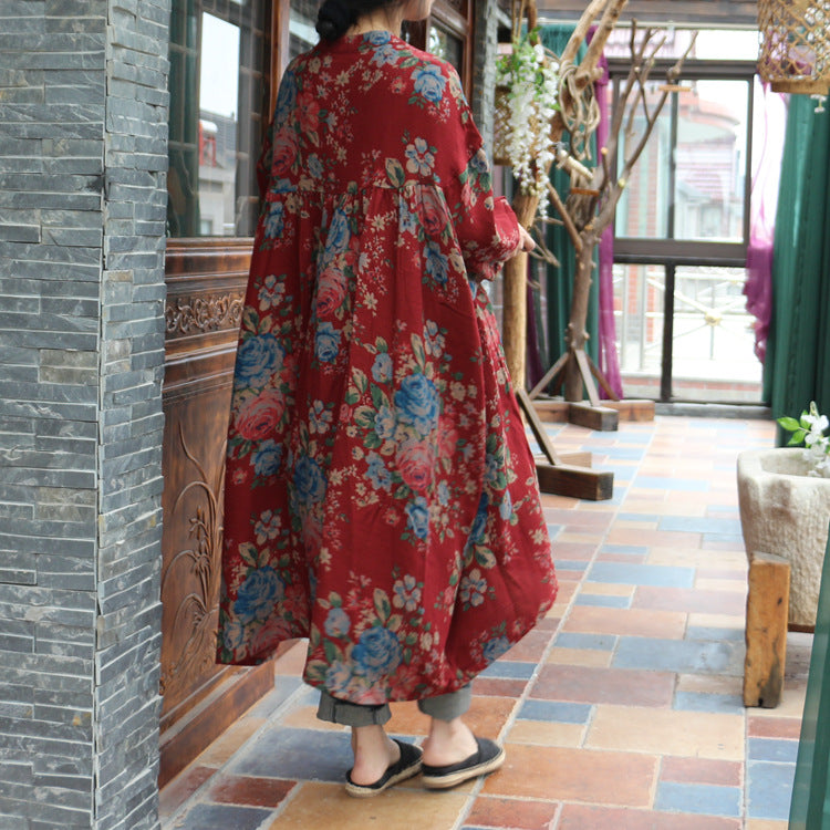 Red Cotton Floral Dress