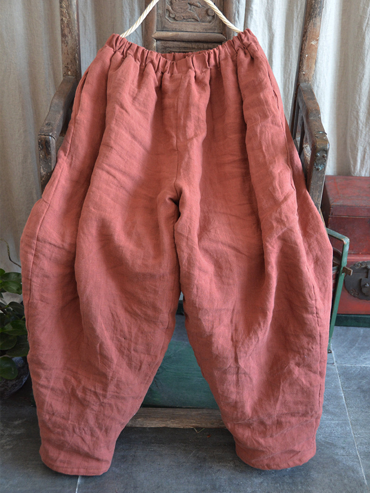 Retro Linen Quilted Pants