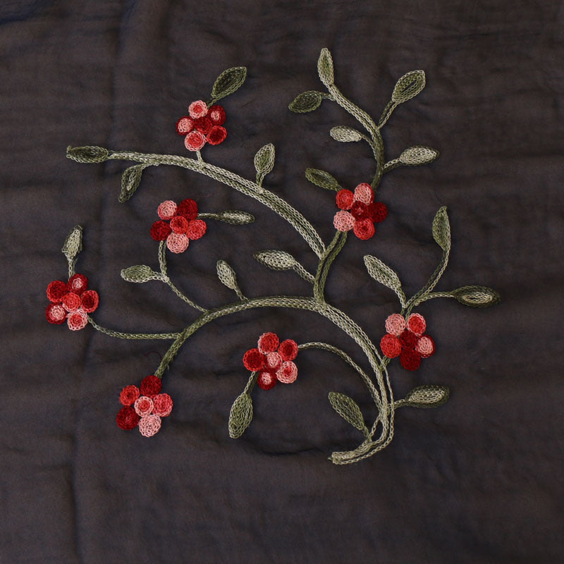 Chiffon Embroidered Ethnic Silk Scarf Shawl