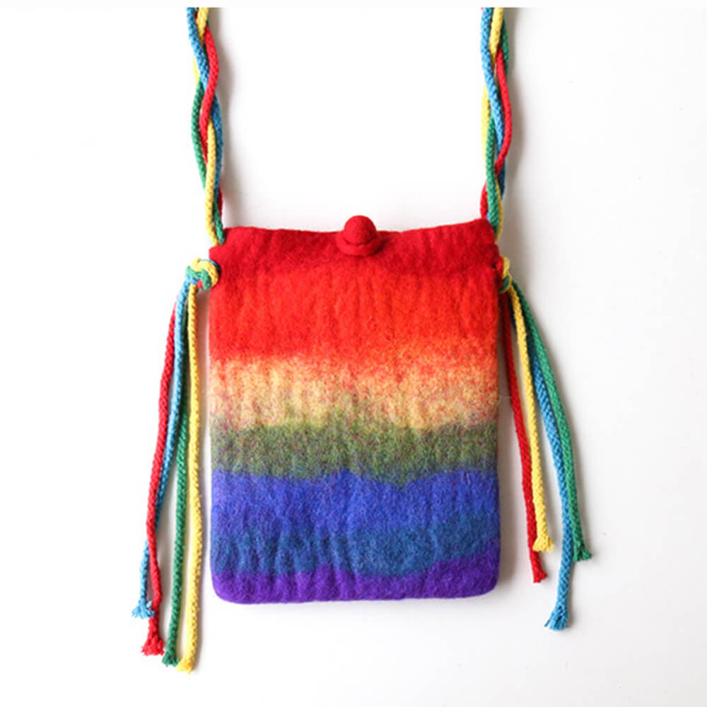 Handmade Felt Multicolor Gradient Crossbody Bag
