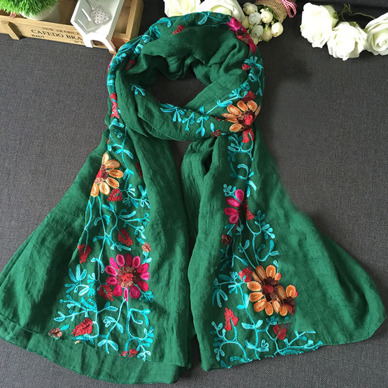 Embroidered Vintage Scarf Shawl