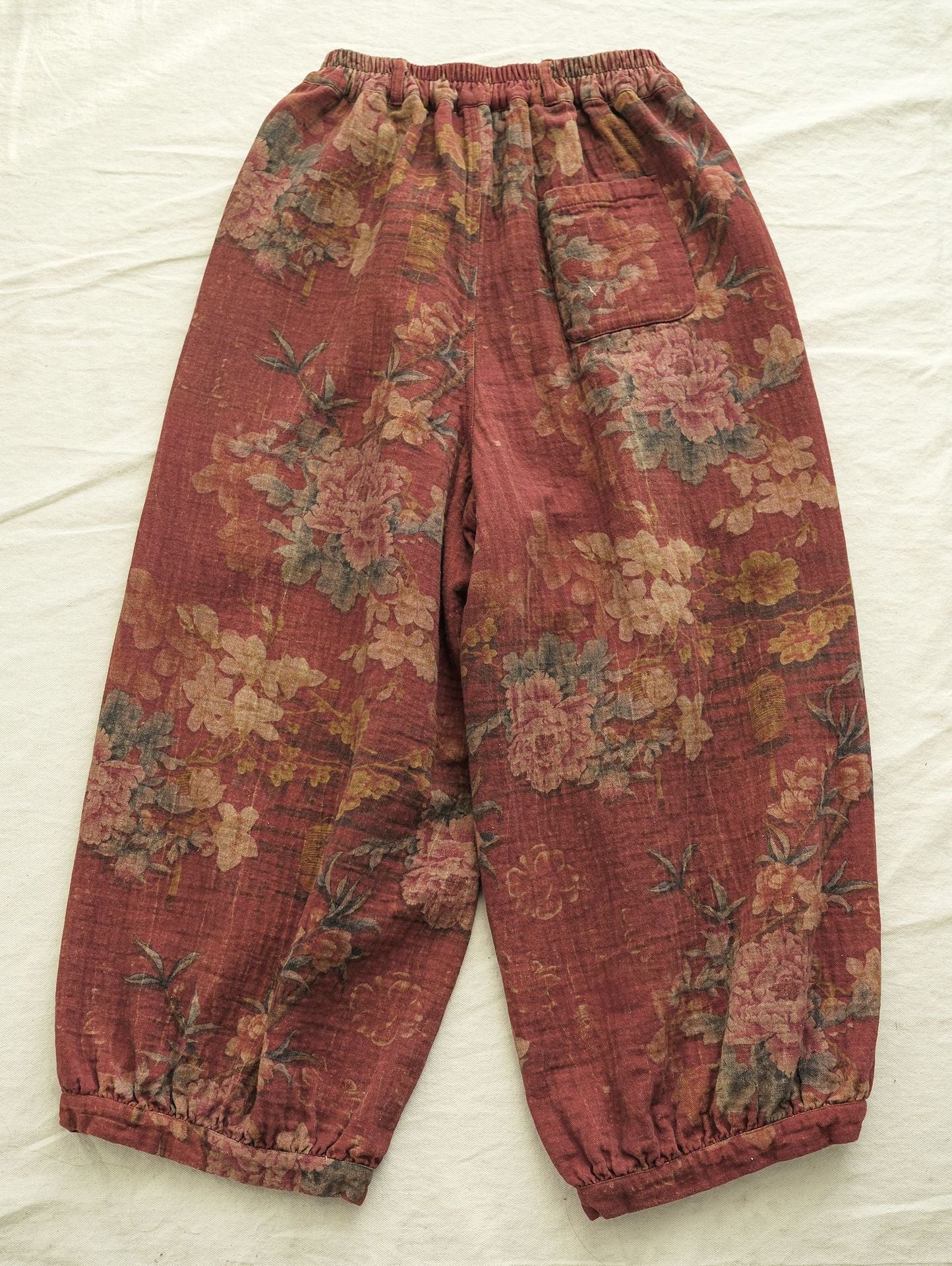 Red Floral Cotton Pants