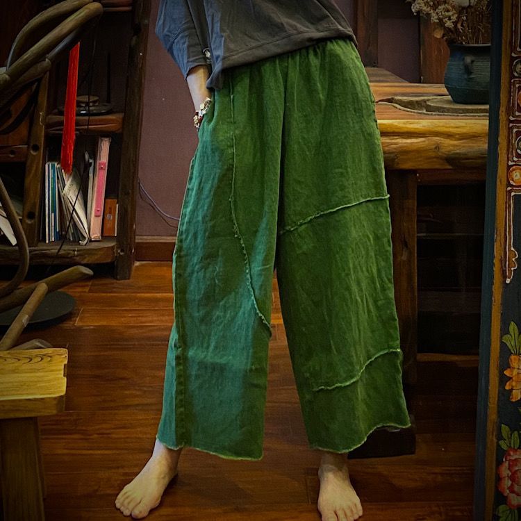Green Linen Pants