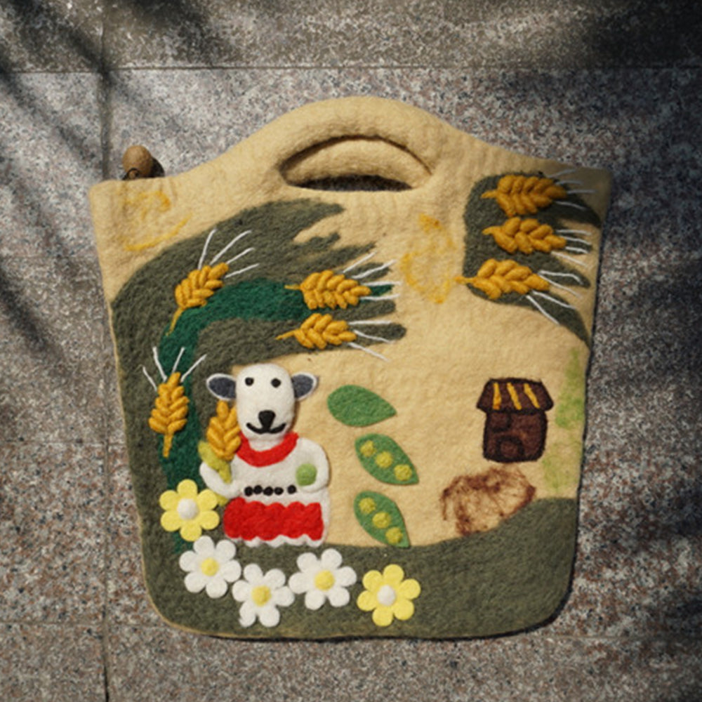 Handmade Felt Unique Poke Flower Handbag