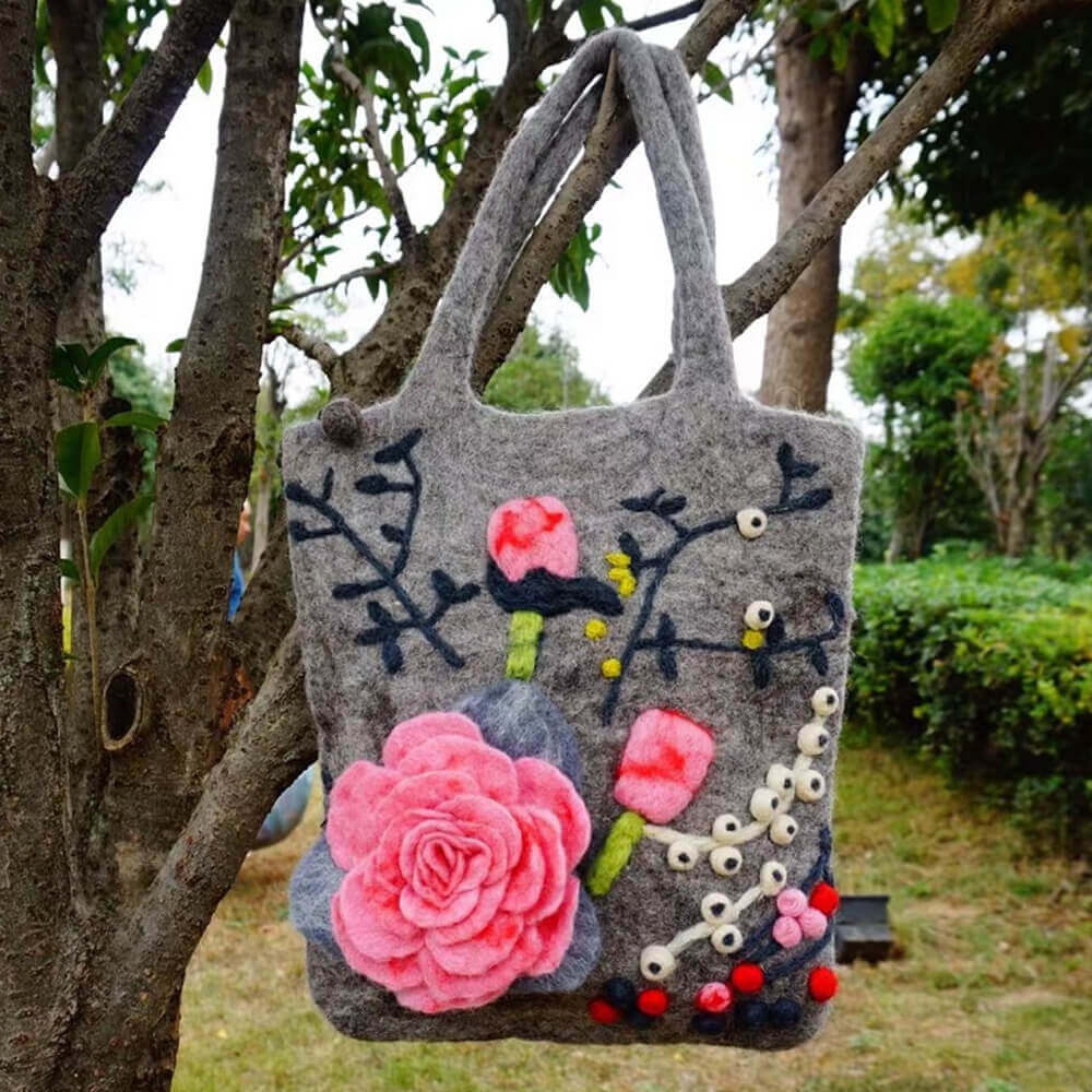 Handmade Felt Vintage Flower Handbag