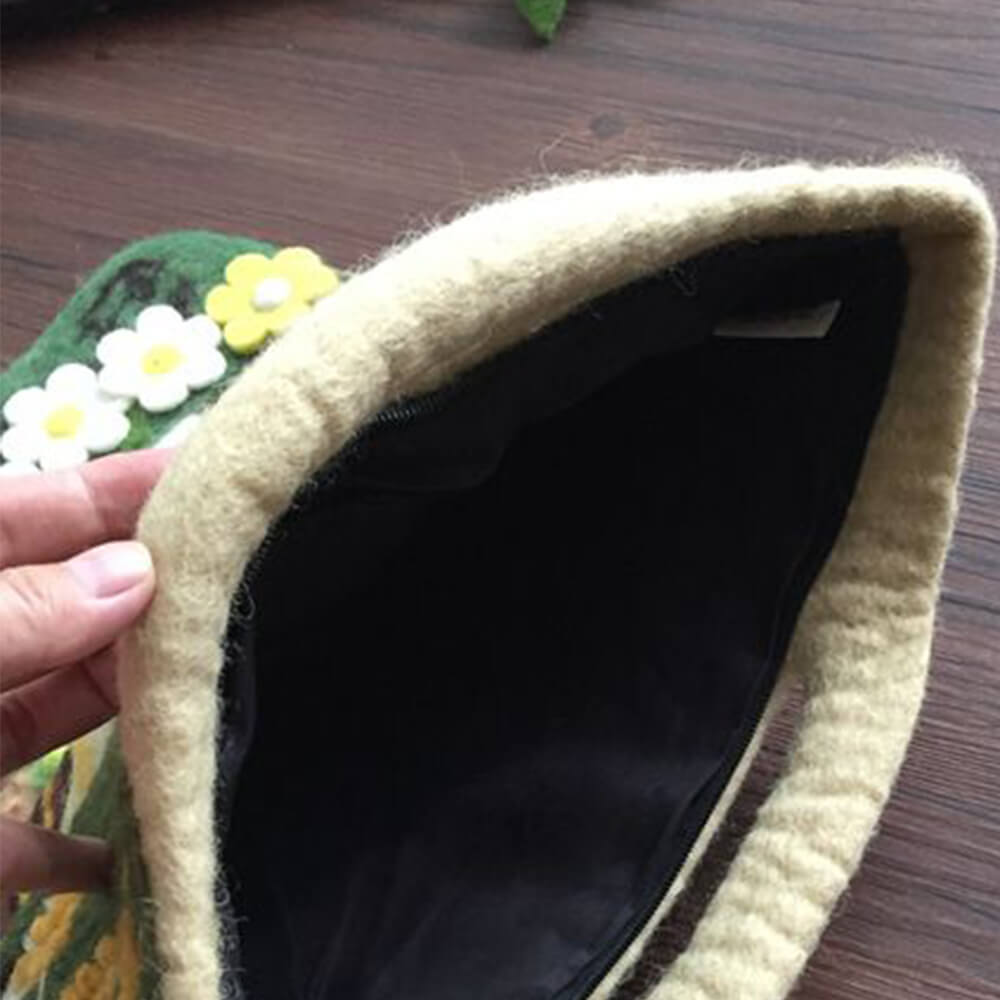 Handmade Felt Unique Poke Flower Handbag